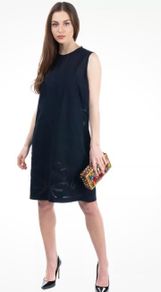 Victoria Victoria Beckham Navy Georgette Shift Dress (Runs small) Nwt Size Uk 14