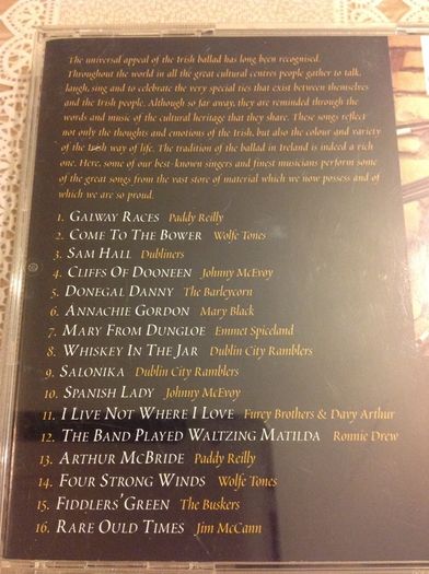 The Best of Irish Ballads vol 1.  CD.
