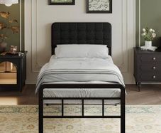 3ft Single Bed Frame with Upholstered Headboard and Footboard