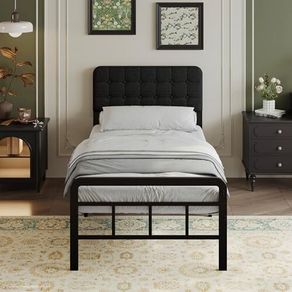 3ft Single Bed Frame with Upholstered Headboard and Footboard