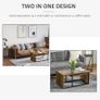 Coffee Tables Nesting Table Set of 2 Side Table w/ Metal Frame for Living Room Bedroom Black & Brown Image 6