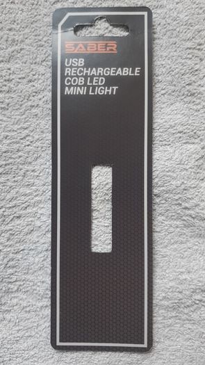 Saber 2W USB Rechargeable COB LED Mini Light Keychain Flashlight Pocket Torch - Black