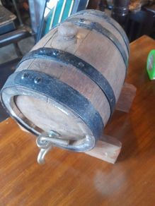 Vintage Oak Barrel and Stand