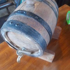 Vintage Oak Barrel and Stand