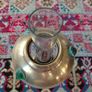 Antique petit brass oil lamp with green beaded garland Image 5