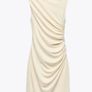 Unworn- Cream short gathered dress ZARA-Ruched Sleeveless, body con, Bodycon Image 2