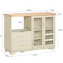 Beige Country Style Kitchen Sideboard Cabinet with Wine Rack and Glass Doors Image 3