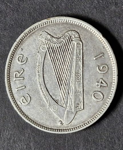 Ireland 1940 half crown silver coin