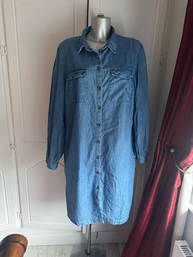 F&F long sleeve knee length denim dress size UK18/20 EU46/48 Postage included