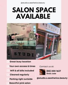 salon space to rent