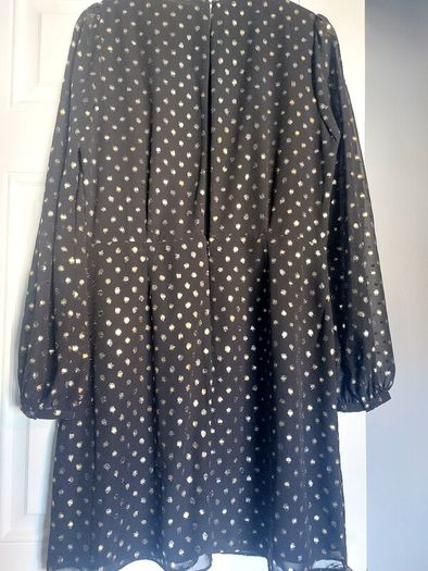 Warehouse dress, black with gold polka dots