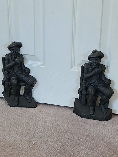 Vintage Pair of Cast Iron Metal Door Stoppers
