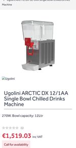 Ugolini ARCTIC DX 12/1AA Single Bowl Chilled Drinks Machine .