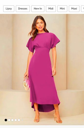 Lipsy pink/purple flutter sleeve midi dress size 10