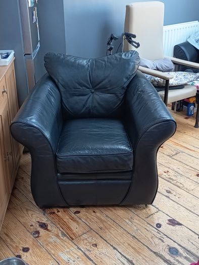Black Leather Armchair in pristine condition