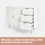 Cream Sideboard Storage Cabinet, Decorative Ribbed Wooden Buffet Storage Cabinet with 2 Doors and 3 Drawers Living Room Hallway Kitchen Sideboard, 120 x 40 x 77cm Image 7