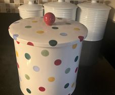 Emma Bridgewater polka dot tin storage