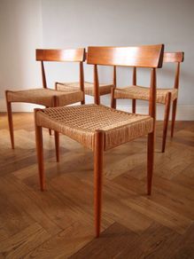 Danish Teak Dining Chairs by Arne Hovmand-Olsen for Mogens Kold, Circa 1960s Mid Century Vintage Retro