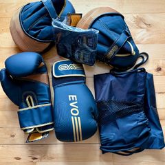 EVO Boxing Gloves SET Focus Pads Hook & Jabs Mitts Punch Bag Gym MMA HAND WRAPS