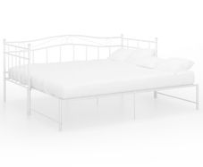 Pull-out Sofa Bed Frame White Metal 90x200 cm