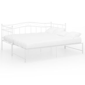 Pull-out Sofa Bed Frame White Metal 90x200 cm