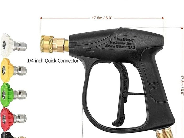 High Pressure Washer Gun with 5Pcs Spray Nozzles, 4350 PSI 1/4" Quick Release Car Washer Gun, Power Short Spray Gun M22 Metric Thread for Car Cleaning (FREE POSTAGE)