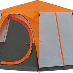 Tent Octagon, 6 Man Festival Dome Tent, 6 Person Family Camping Tent with 360 Panoramic View, Stable Steel Pole Construction, Sewn-in Groundsheet, 100 Percent Waterproof