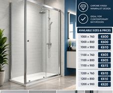 Merlyn sliding shower door and side panel all sizes see below