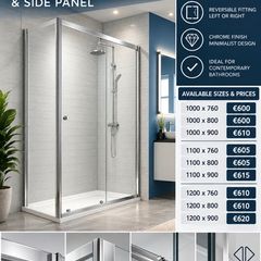 Merlyn sliding shower door and side panel all sizes see below