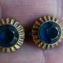 Vintage Rolled Gold round blue cabochon Ridge swirl Stud earrings Image 6
