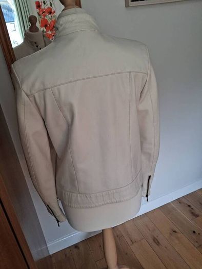 M&S Stone Soft Leather Jacket Size 12