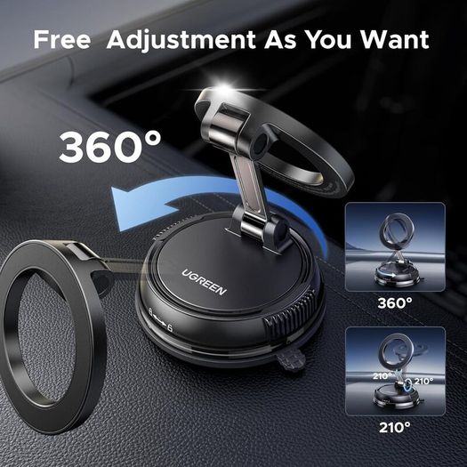 Magsafe Car Mount, 22xN55 and 80 LBS 2500gf Vacuum Magnetic Phone Holder with Adhesive Suction Cup, 360 Rotatable Car Phone Holder Compatible with iPhone 17 Pro Max Air 16 15 14 13 12