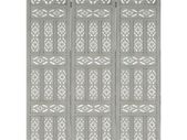 Hand carved 3-Panel Room Divider Grey 120x165 cm Solid Mango Wood