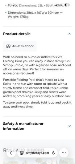 Folding pool 9 foot
