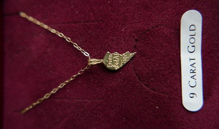 9K Yellow Gold 375 I Love You Piece of My Heart Puzzle Pendant Necklaces L9" - 0,68g