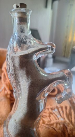Vintage German Kefla Clear Glass Horse Bottle