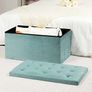 Folding Velvet Ottoman Storage Bench,Footrest Stool Seat,Toy Chest Storage Box with Lid,Footstool for Living Room,Green,80x40x40cm Image 2
