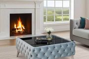 Chester Lux Coffee Table Velvet 63x82 Light Grey
