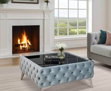 Chester Lux Coffee Table Velvet 63x82 Light Grey