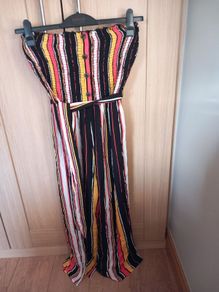 Ladies Stripe Belted Midi jumpsuit