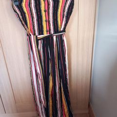 Ladies Stripe Belted Midi jumpsuit