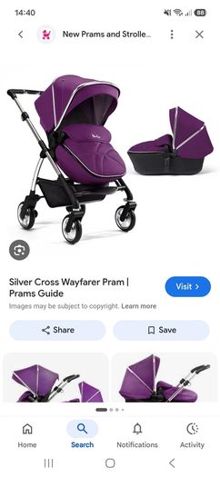 Purple silver cross  pram