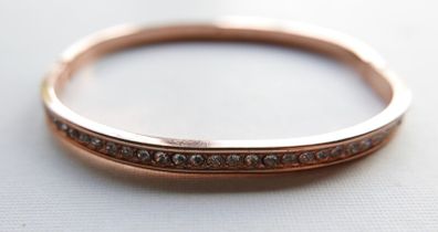 Vintage Gold Plated Sparkly Prong Set Crystal Bangle Bracelet