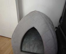 Grey quilted pet cave bed