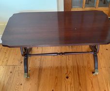 Mid Century Vintage Regency Style Table with Lyre Design Sides