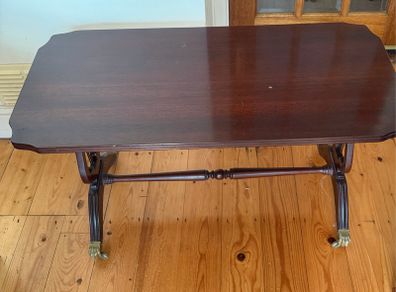 Mid Century Vintage Regency Style Table with Lyre Design Sides