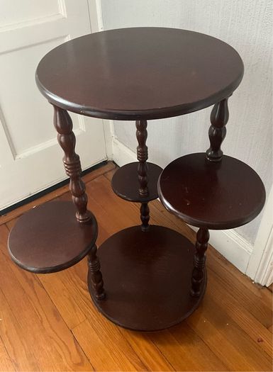 Vintage Mahogany Tiered Plant Stand