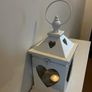Upcycled Rustic Heart Lantern White Farmhouse Candle Lantern Wedding Decor Memorial Gift Image 7