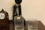 Two Vintage Bark Design White friers Whiskey Glasses