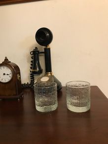 Two Vintage Bark Design White friers Whiskey Glasses